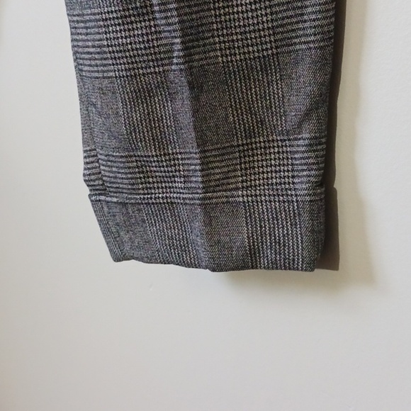 Banana Republic Glen Check Plaid Tan Brown Tie Waist Trouser Pant, Size 10 - Picture 3 of 7